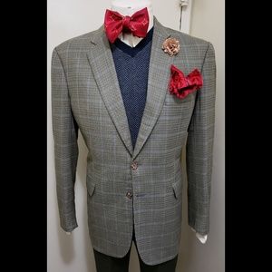 Burberry London Silk & Wool Houndstooth 42L Blazer